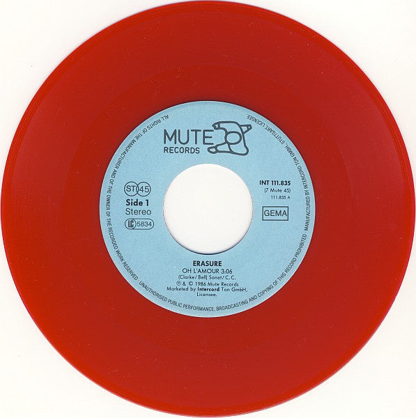 Erasure : Oh L'Amour (7", Single, Red)