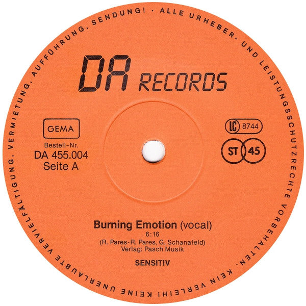 Sensitiv (2) : Burning Emotion (12", Maxi)