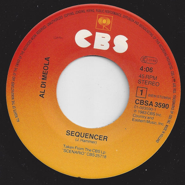 Al Di Meola : Sequencer (7", Single)