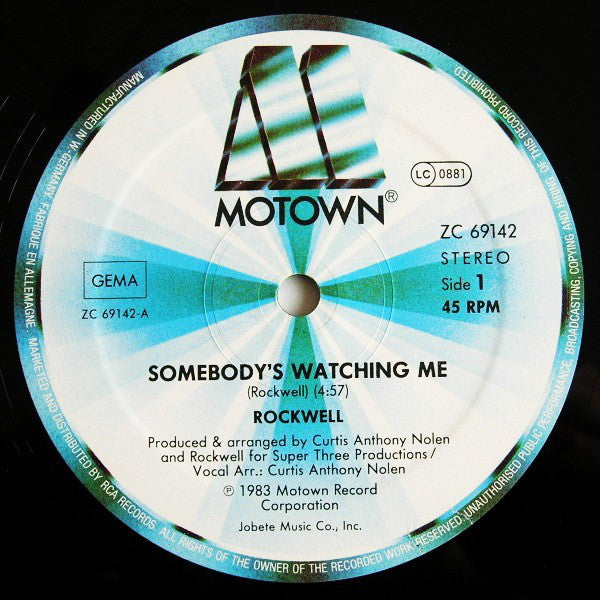 Rockwell : Somebody's Watching Me (12", Maxi)