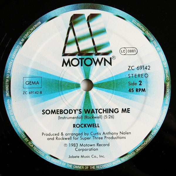 Rockwell : Somebody's Watching Me (12", Maxi)