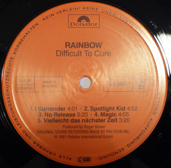 Rainbow : Difficult To Cure (LP, Album, RE)