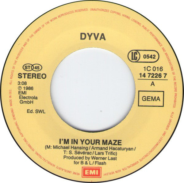 Dyva (3) : I'm In Your Maze (7", Single)
