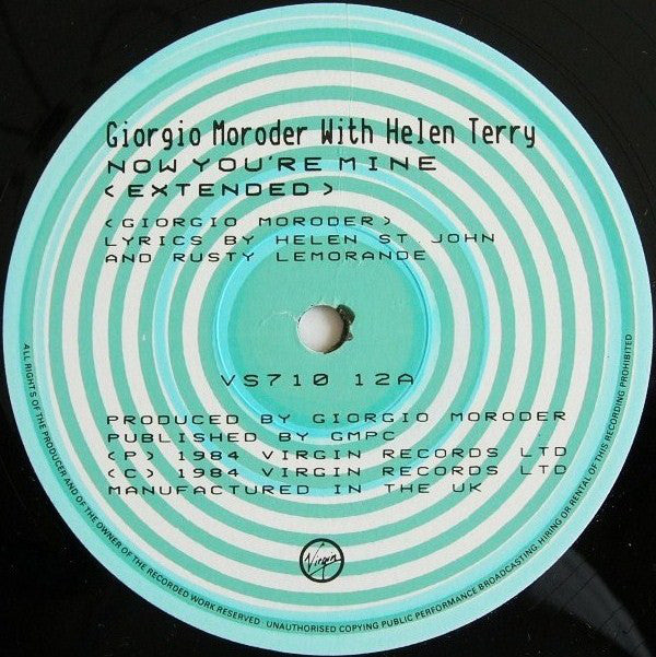 Giorgio Moroder With Helen Terry : Now You're Mine (12", Single)
