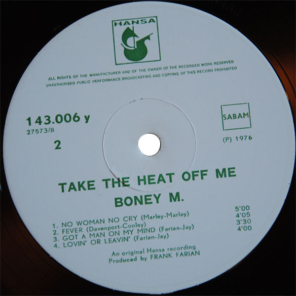Boney M. : Take The Heat Off Me (LP, Album)