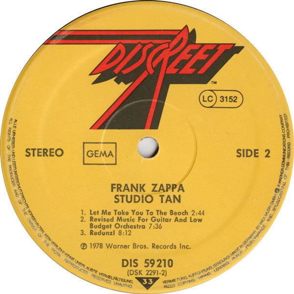 Frank Zappa : Studio Tan (LP, Album)