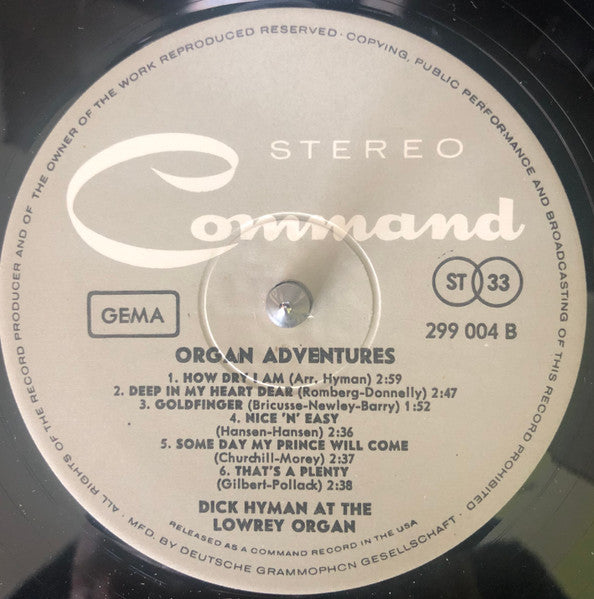 Dick Hyman : Organ Adventures (LP, Album)