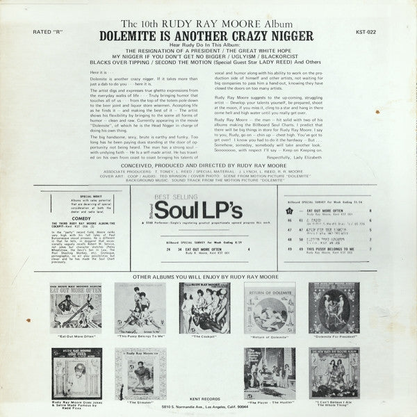 Rudy Ray Moore : The 10th Rudy Ray Moore Album - Dolemite Is Another Crazy Nigger (LP, Album)