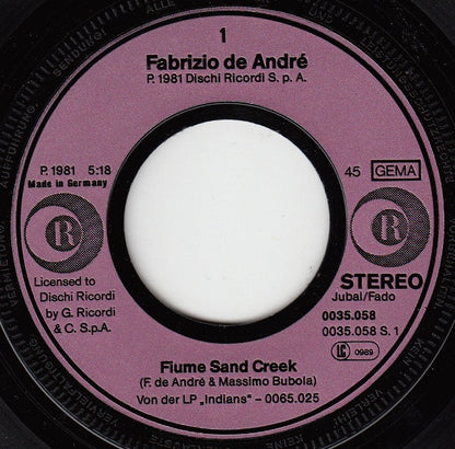 Fabrizio De André : Fiume Sand Creek (7", Single)