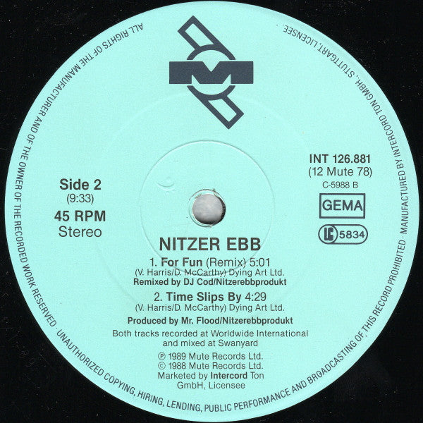 Nitzer Ebb : Hearts & Minds (Mix Hypersonic) (12", Maxi)
