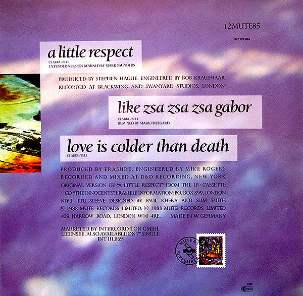 Erasure : A Little Respect (12", Maxi)