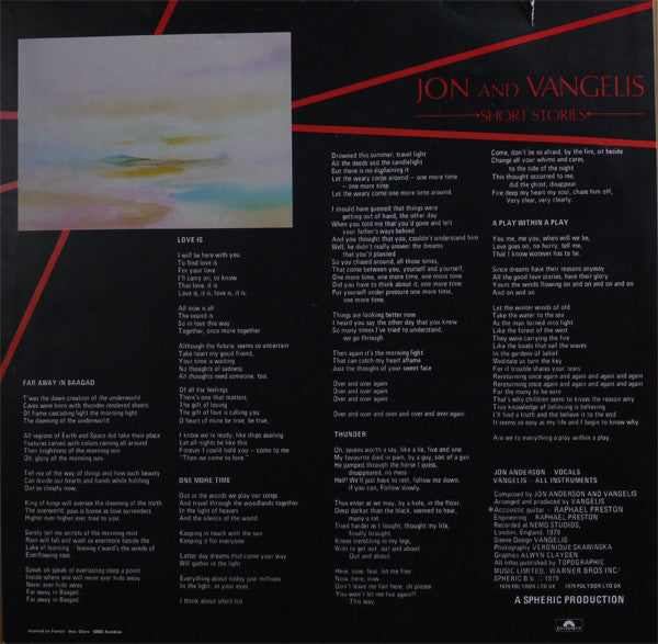 Jon And Vangelis* : Short Stories (LP, Album)