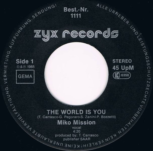 Miko Mission : The World Is You (7", Single)