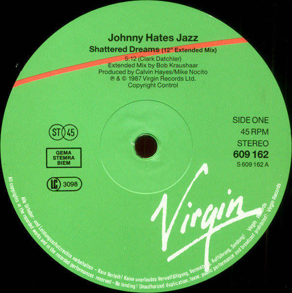 Johnny Hates Jazz : Shattered Dreams (Extended Mix) (12", Single)