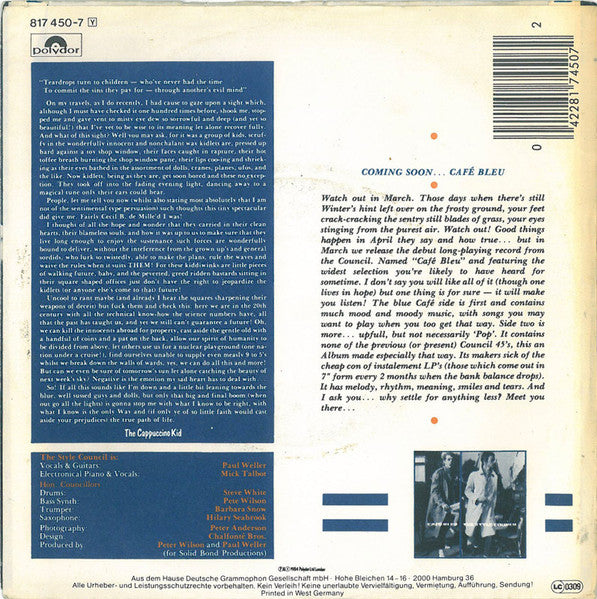 The Style Council : My Ever Changing Moods (7", Single)