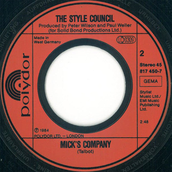 The Style Council : My Ever Changing Moods (7", Single)