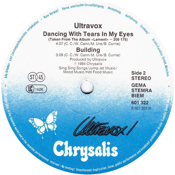 Ultravox : Dancing With Tears In My Eyes (Special Re-Mix) (12", Maxi)