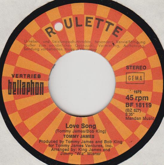 Tommy James : Love Song (7", Single)