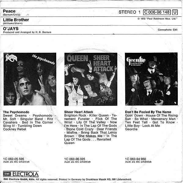 The O'Jays : Peace (7", Single)