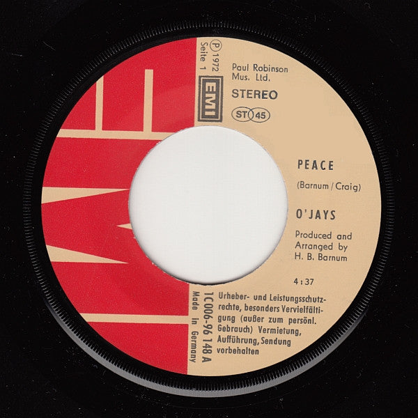 The O'Jays : Peace (7", Single)