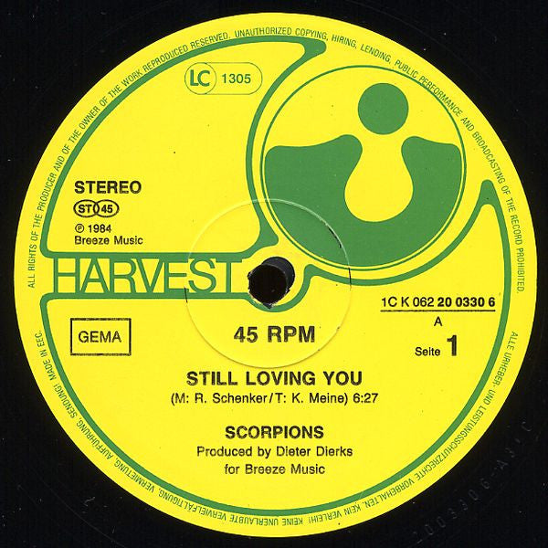 Scorpions : Still Loving You (12", Maxi)