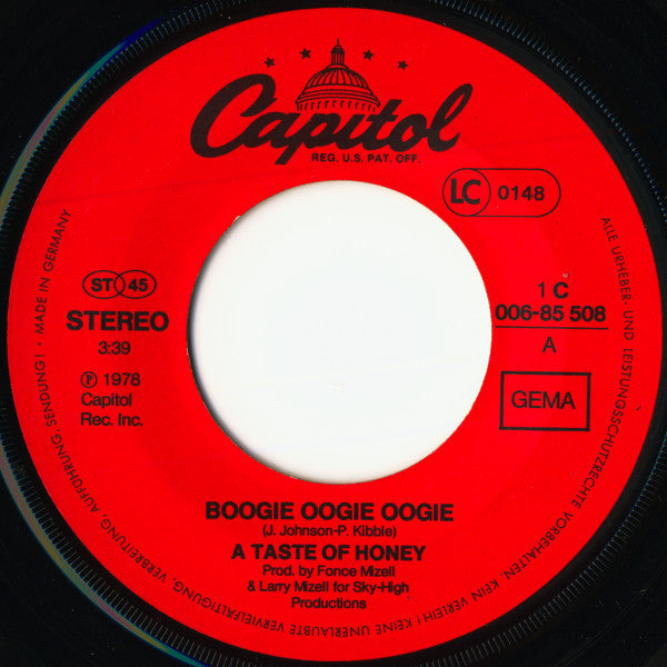A Taste Of Honey : Boogie Oogie Oogie (7", Single)