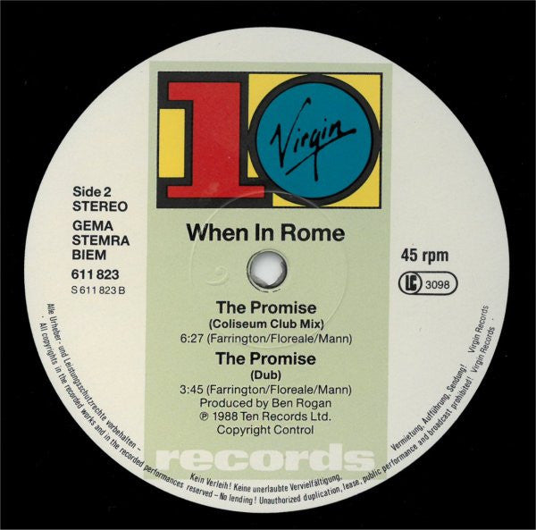 When In Rome : The Promise (12")