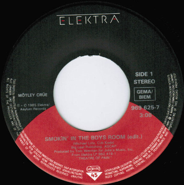 Mötley Crüe : Smokin' In The Boys Room (7", Single)