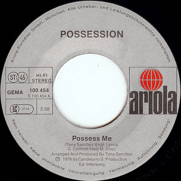 Possession (4) : Possess Me (7", Single, RE)