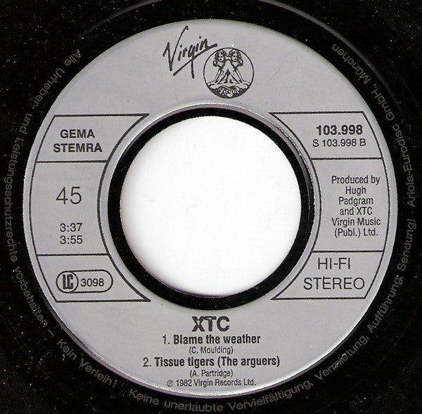 XTC : Senses Working Overtime (7", Single)