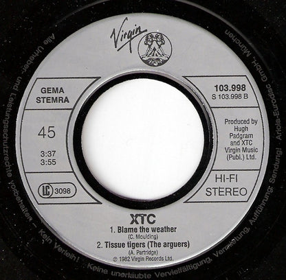 XTC : Senses Working Overtime (7", Single)