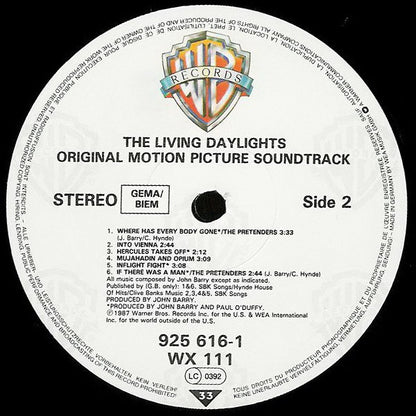 John Barry : The Living Daylights (Original Motion Picture Soundtrack) (LP, Album)