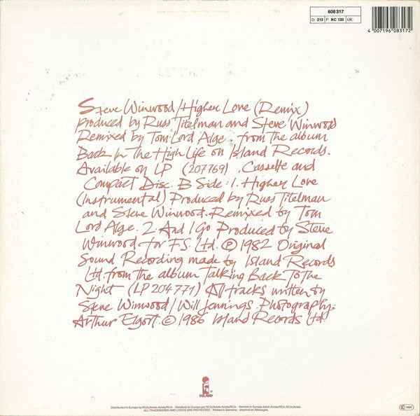 Steve Winwood : Higher Love (12", Maxi)