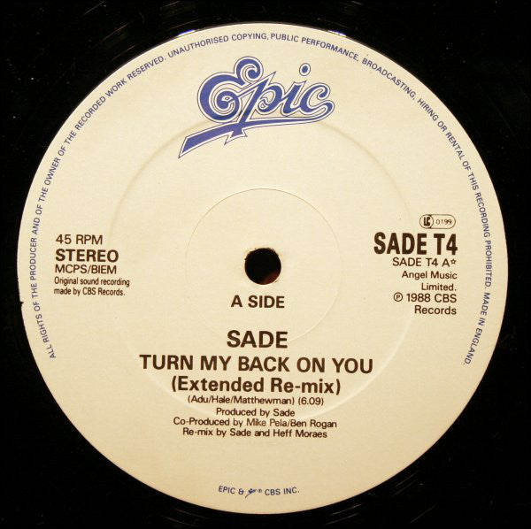 Sade : Turn My Back On You (12")
