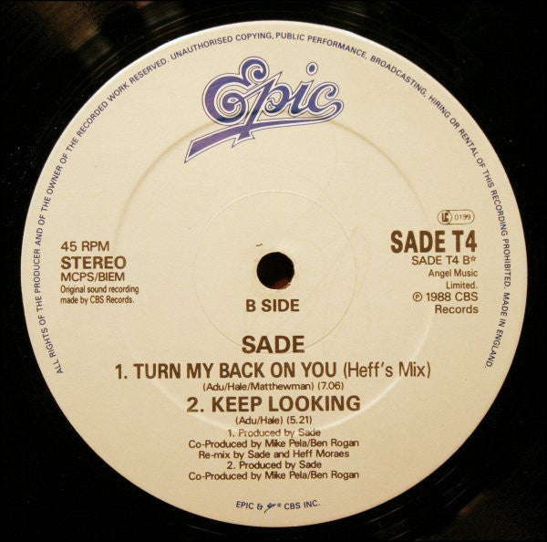 Sade : Turn My Back On You (12")