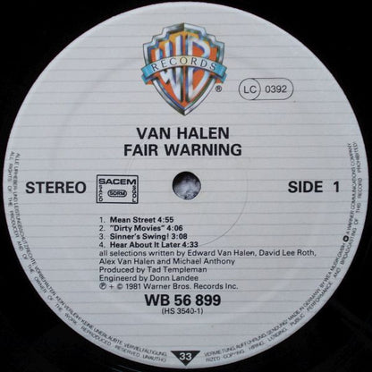 Van Halen : Fair Warning (LP, Album)