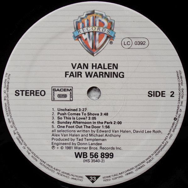Van Halen : Fair Warning (LP, Album)