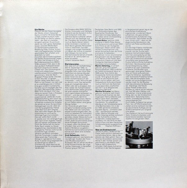 Johann Sebastian Bach - Martha Schuster, Robert Dohn, Martin Ostertag, Ernö Sebestyen : Johann Sebastian Bach (LP, Album, Ltd, Dir)