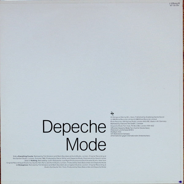 Depeche Mode : Remixes Of Everything Counts, Nothing And Strangelove (12", Maxi, Ltd)