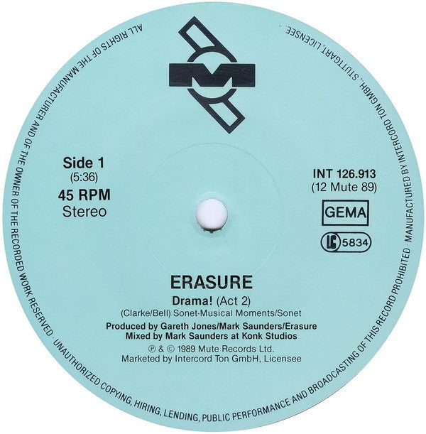 Erasure : Drama! (12", Maxi)