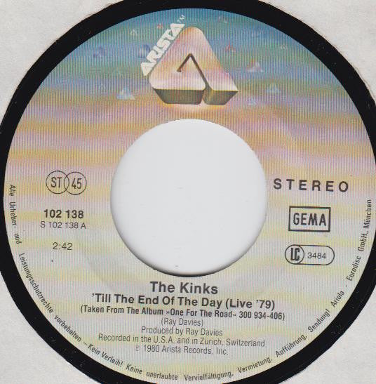 The Kinks : 'Till The End Of The Day (Live '79) (7", Single)