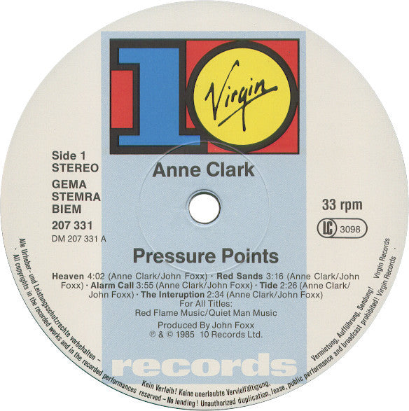 Anne Clark : Pressure Points (LP, Album)