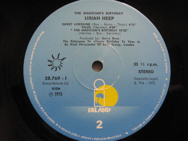 Uriah Heep : The Magician's Birthday (LP, Album, RE, Blu)