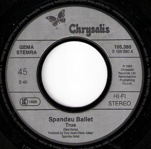 Spandau Ballet : True (7", Single)