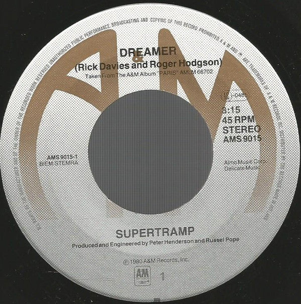 Supertramp : Dreamer (7", Single)