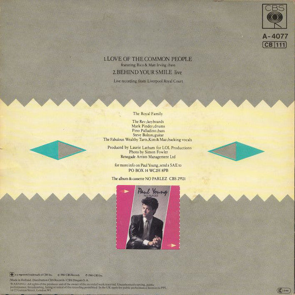 Paul Young : Love Of The Common People  (7", Single)