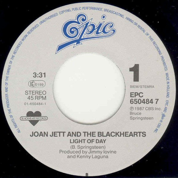 The Barbusters / Joan Jett And The Blackhearts* : Light Of Day (7")