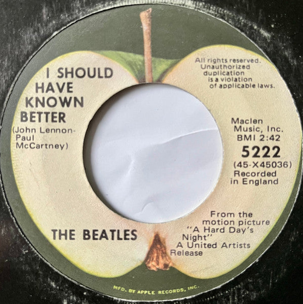 The Beatles : A Hard Day's Night (7", Single, RE, Los)
