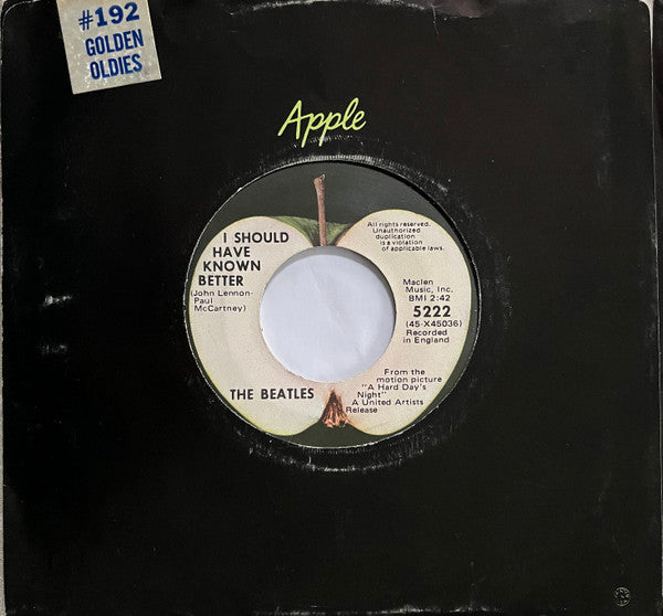 The Beatles : A Hard Day's Night (7", Single, RE, Los)