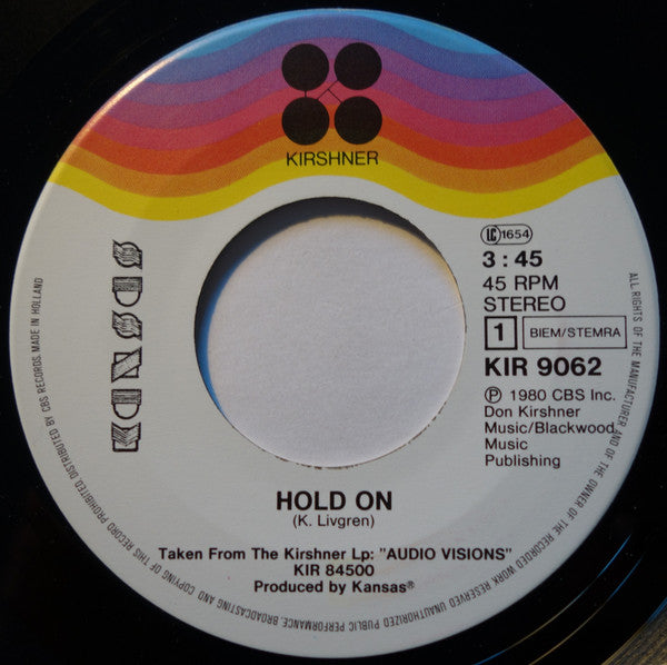 Kansas (2) : Hold On (7", Single)